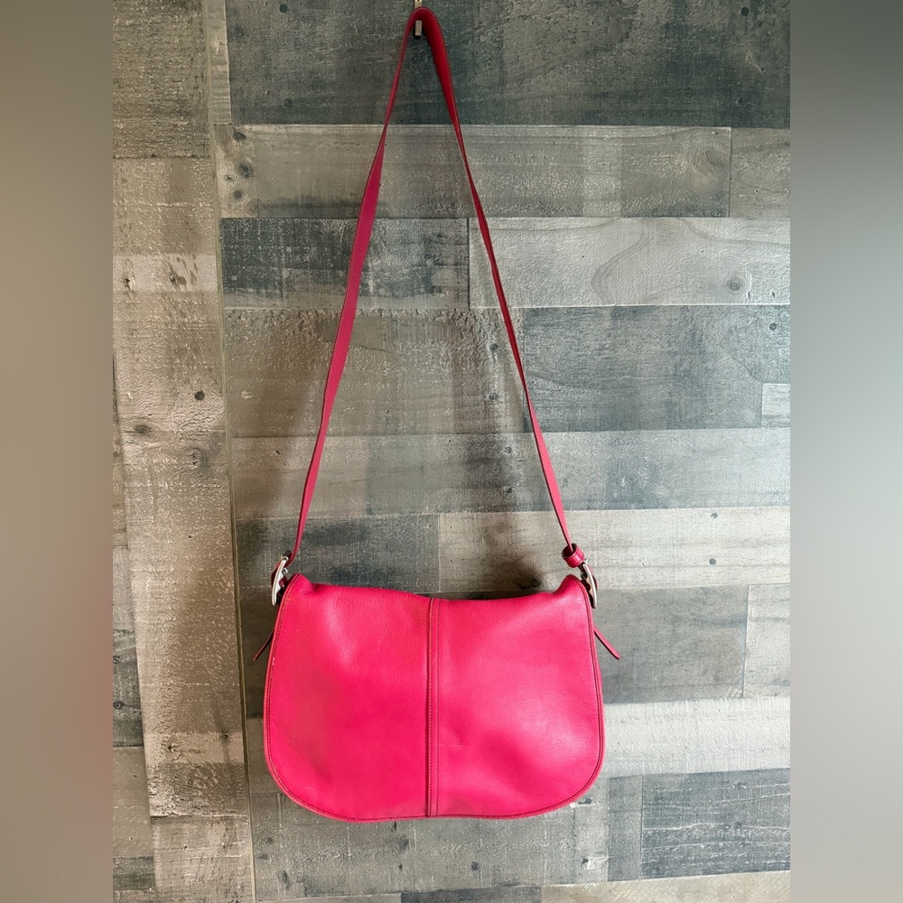 Coach leather Crossbody Bag Barbie Hot Pink Legacy Flap
